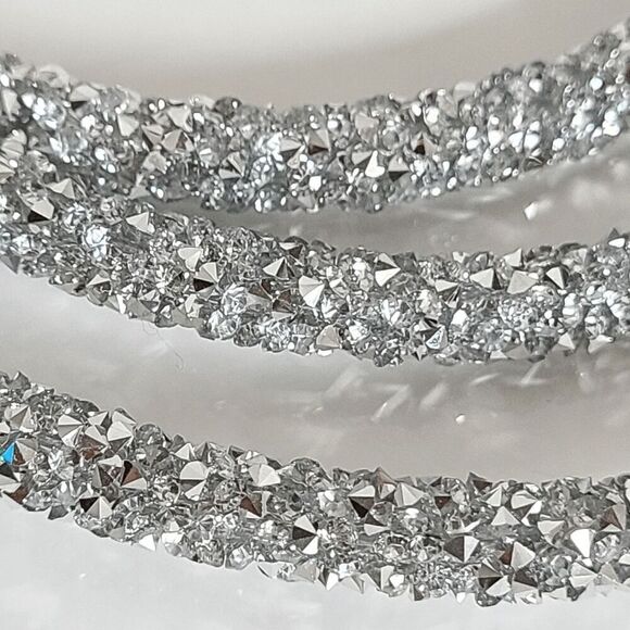 ✨💎🐍 Snake Rhinestone Bendable Design Blingy Statement Open Choker Necklace NEW - Picture 10 of 16